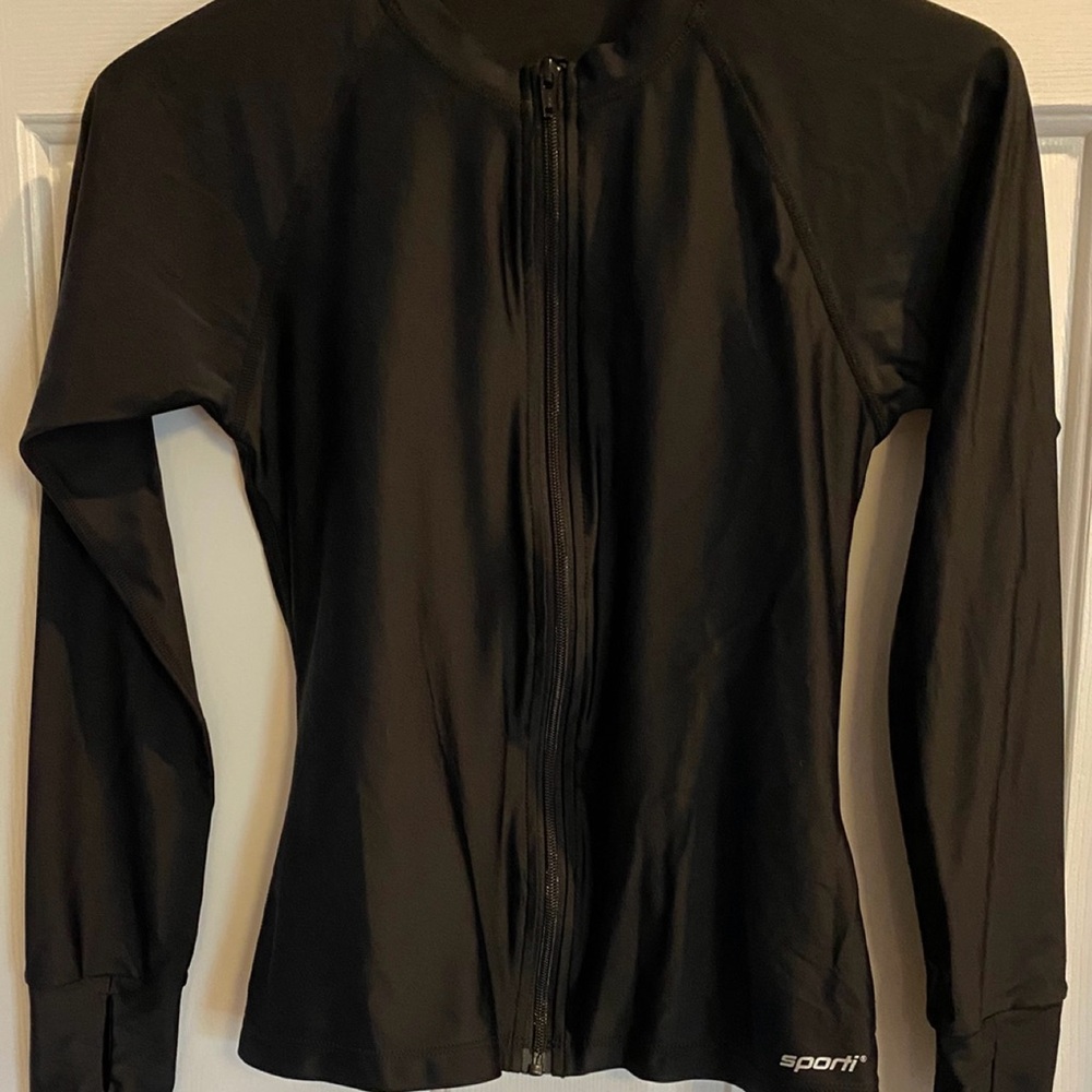 Women's Black Zip-Up RashGuard